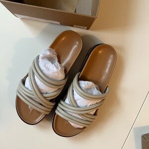 NIB Madewell Multi-Strap Lugsole Slides in Leather